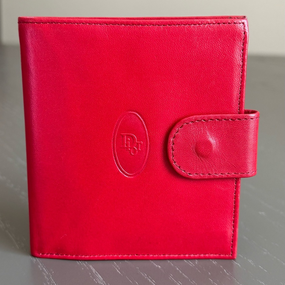 Vintage CHRISTIAN DIOR Red Leather Bifold Wallet